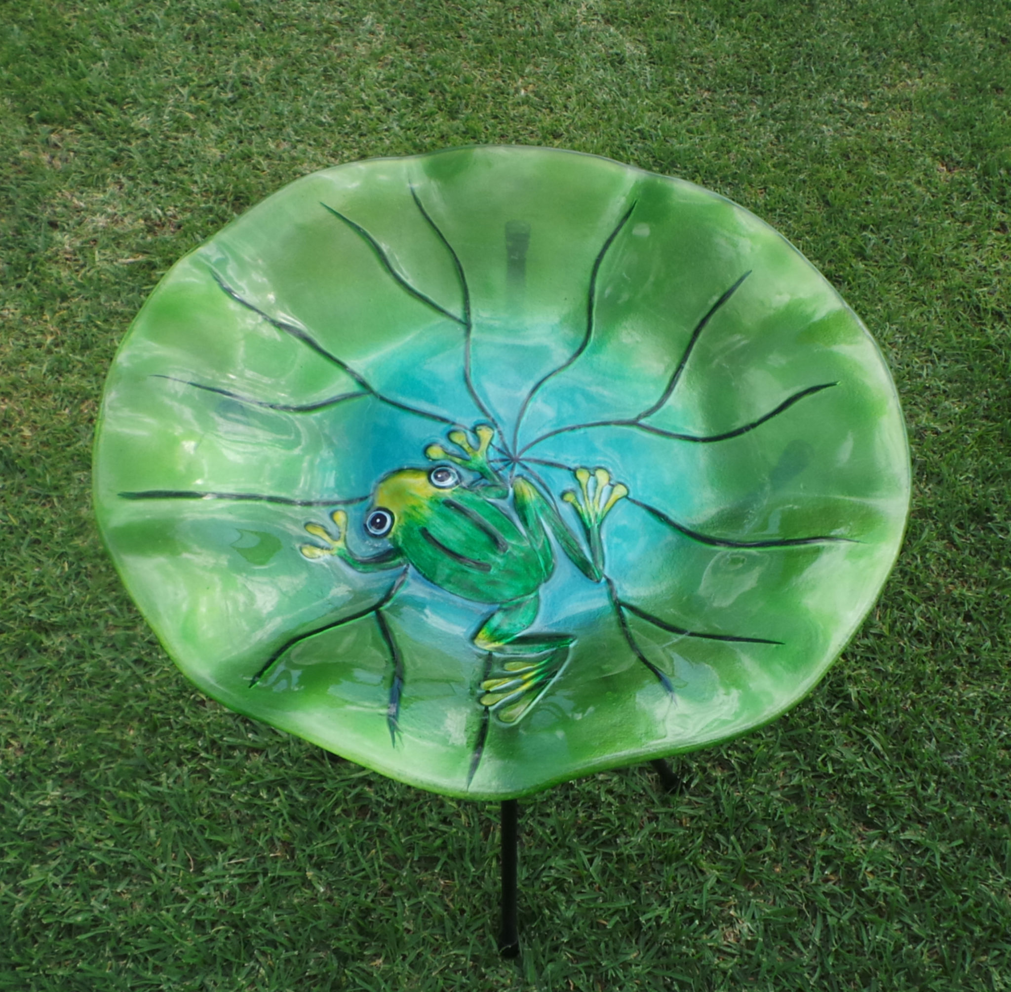 glass top frog bird bath - in stock end of april